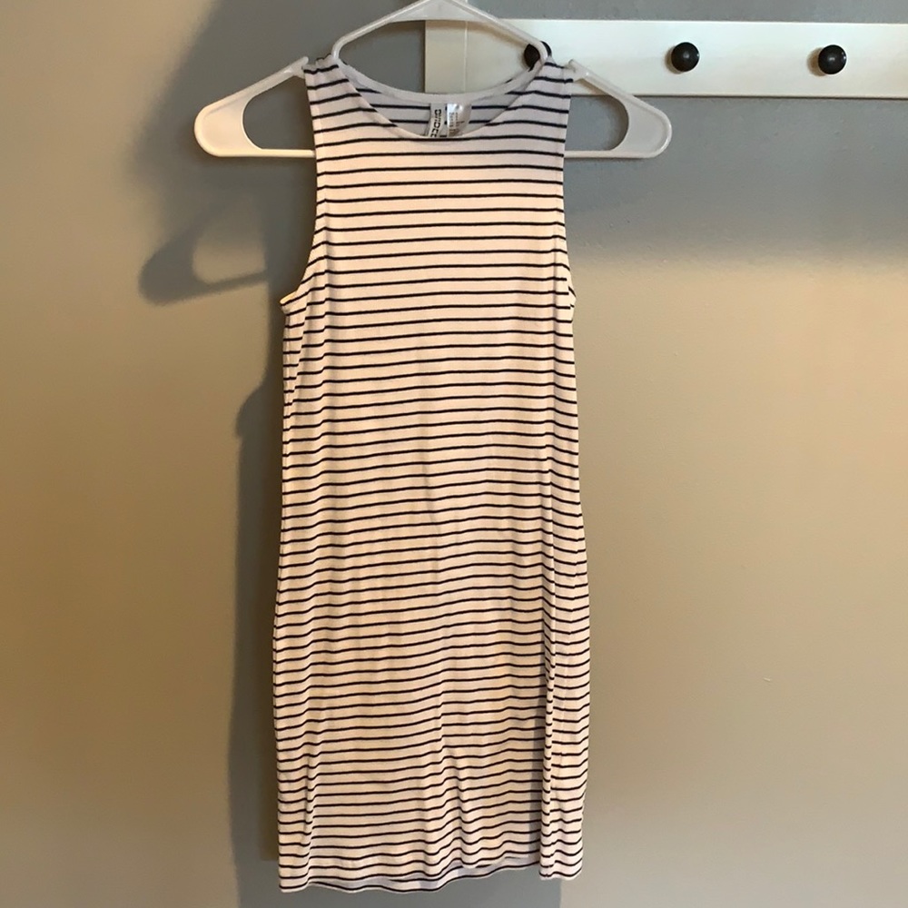 Black and white striped dress